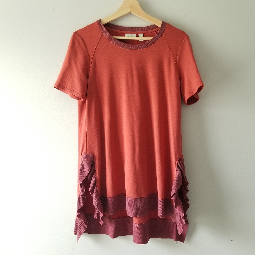 LOGO by Lori Goldstein French Terry Rib Ruffle Top